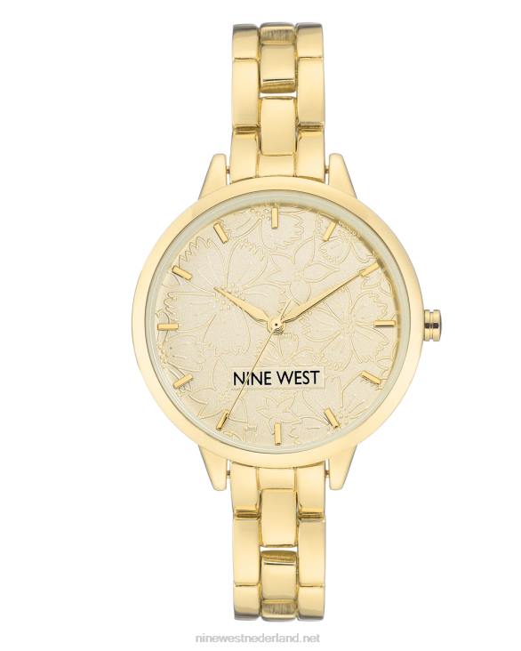 armbandhorloge met bloemenwijzerplaat Nine West 62LB2866 gouden toon