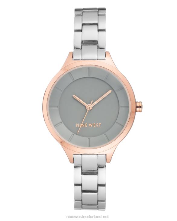 armbandhorloge met contrasterende kast Nine West 62LB2888 zilveren toon