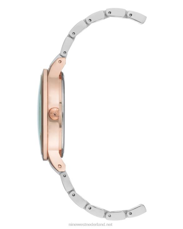 armbandhorloge met contrasterende kast Nine West 62LB2888 zilveren toon