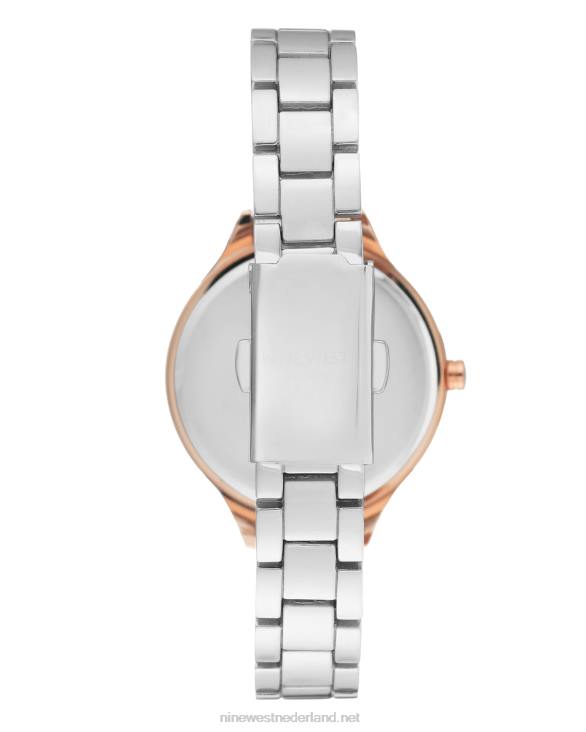armbandhorloge met contrasterende kast Nine West 62LB2888 zilveren toon