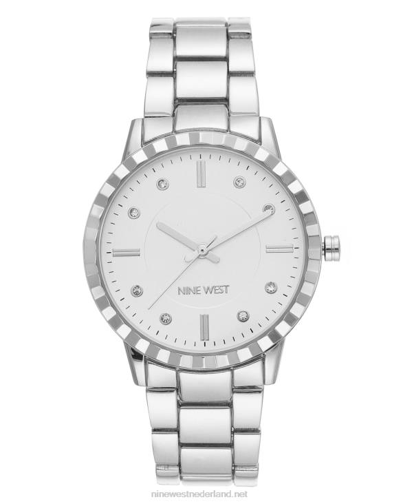 armbandhorloge met getextureerde bezel Nine West 62LB2863 zilveren toon