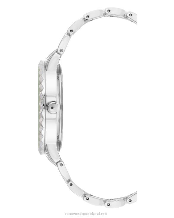 armbandhorloge met getextureerde bezel Nine West 62LB2863 zilveren toon