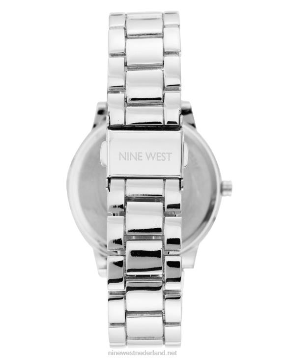 armbandhorloge met getextureerde bezel Nine West 62LB2863 zilveren toon