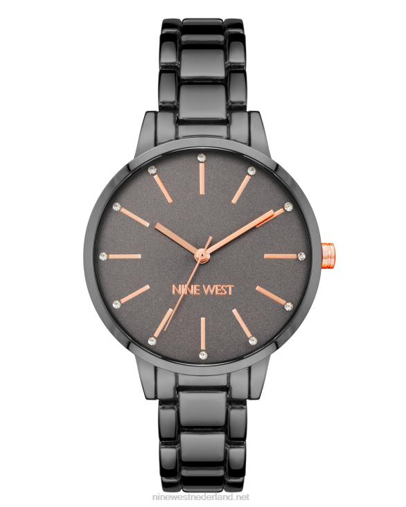 armbandhorloge met kristallen accenten Nine West 62LB2881 gunmetal grijs
