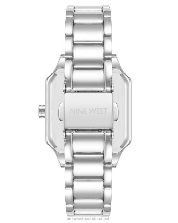 armbandhorloge met vierkante kast Nine West 62LB2857 zilveren toon