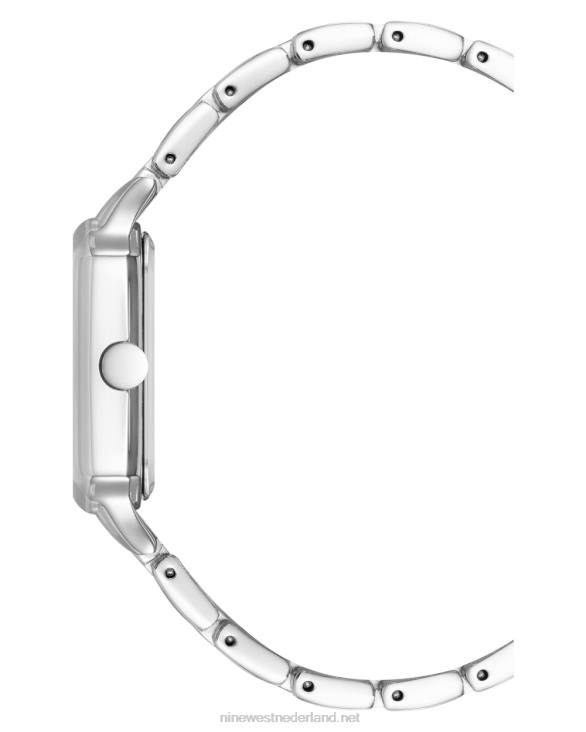 armbandhorloge met vierkante kast Nine West 62LB2857 zilveren toon