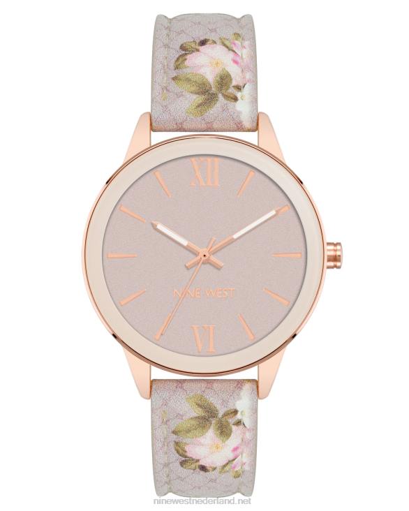 horloge met bloemenpatroon Nine West 62LB2885 roze