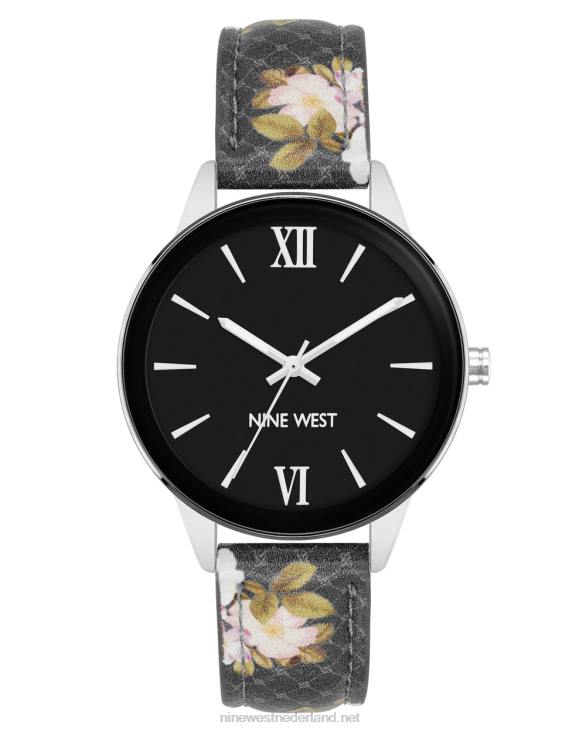 horloge met bloemenpatroon Nine West 62LB2891 zwart