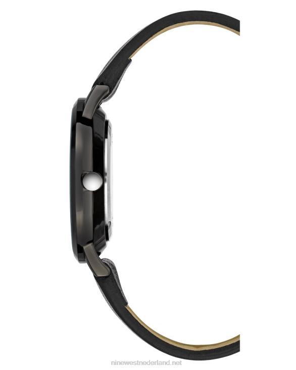 horloge met contrasterende band Nine West 62LB2887 zilverkleurig en zwart