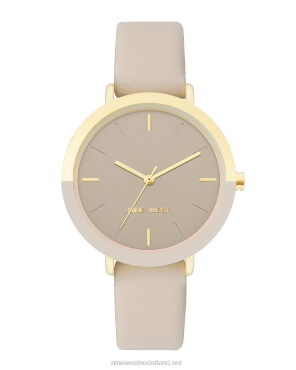 horloge met tweekleurige bezelband Nine West 62LB2867 bruinen