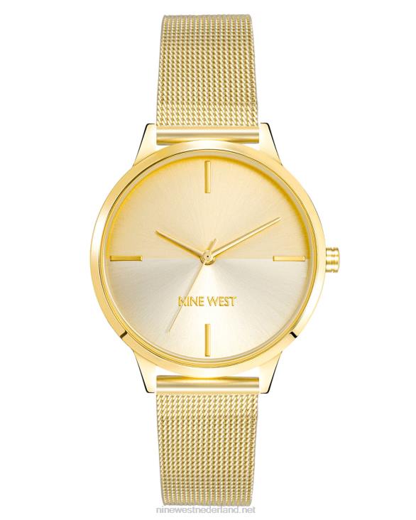 mesh armbandhorloge met gespleten wijzerplaat Nine West 62LB2903
