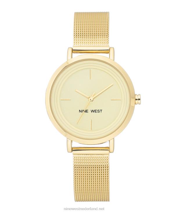 minimalistisch mesh armbandhorloge Nine West 62LB2869 gouden toon