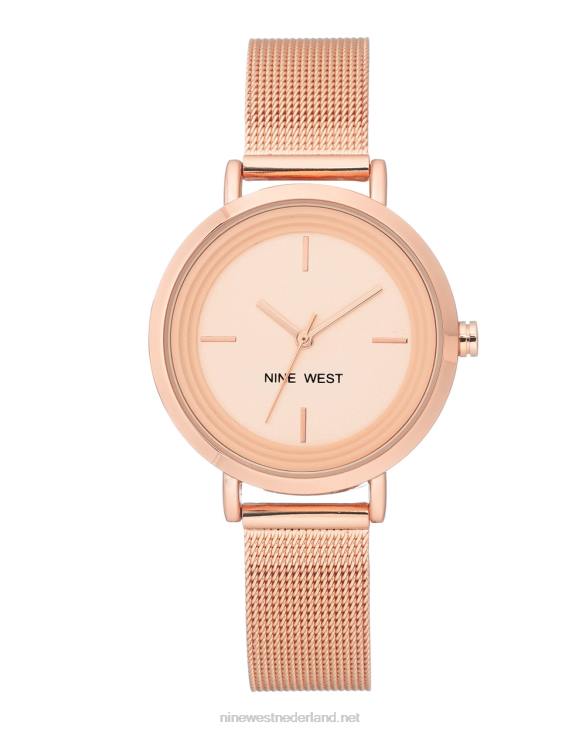 minimalistisch mesh armbandhorloge Nine West 62LB2876 rosé goudkleurig