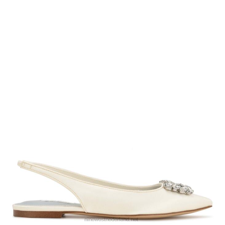 bling bling slingback flats Nine West 62LB2308 ivoor kristal satijn