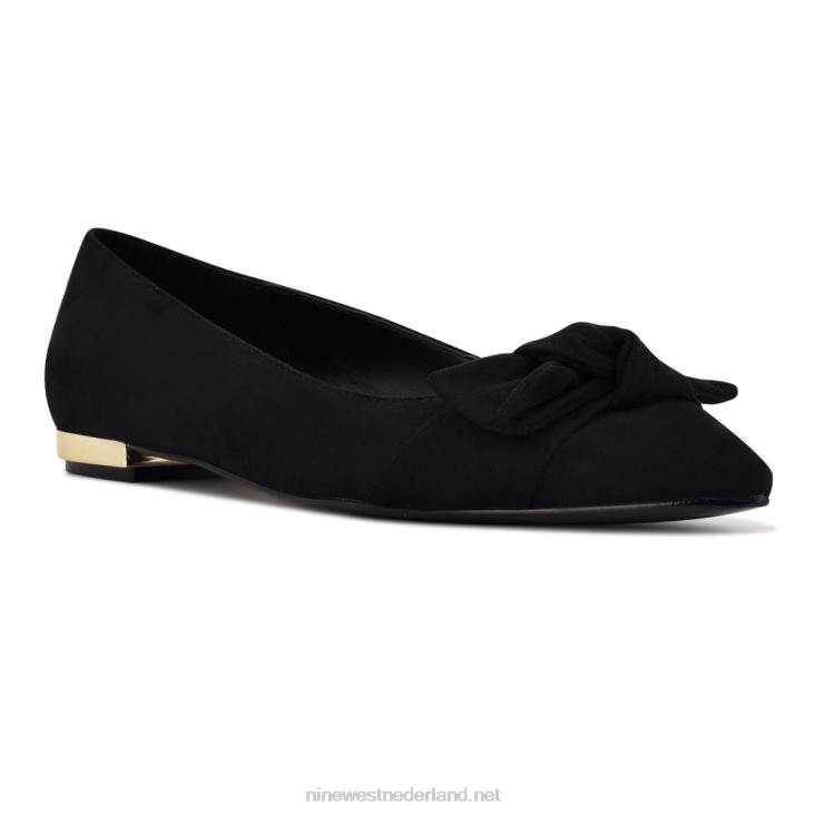favs puntige teen flats Nine West 62LB2280 zwart suède