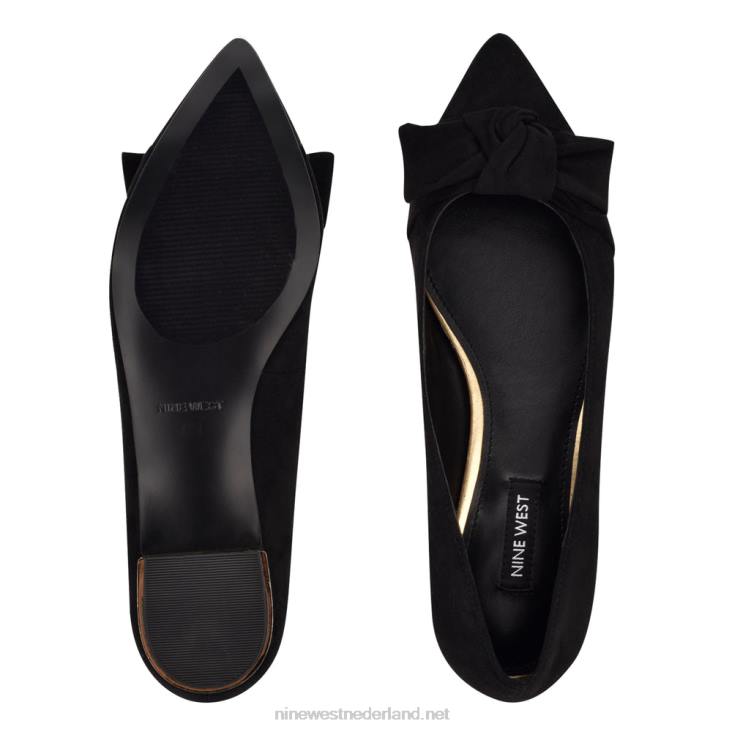 favs puntige teen flats Nine West 62LB2280 zwart suède