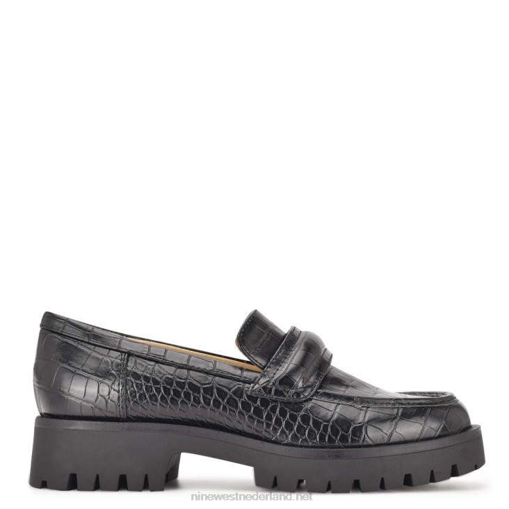 garren loafers met lugzool Nine West 62LB2328 zwarte reliëf croco
