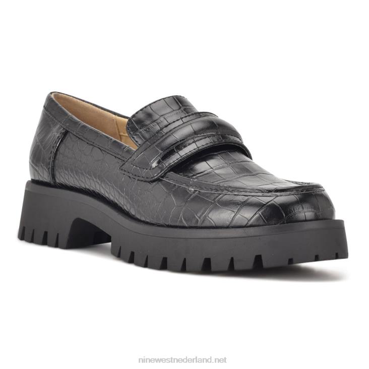 garren loafers met lugzool Nine West 62LB2328 zwarte reliëf croco