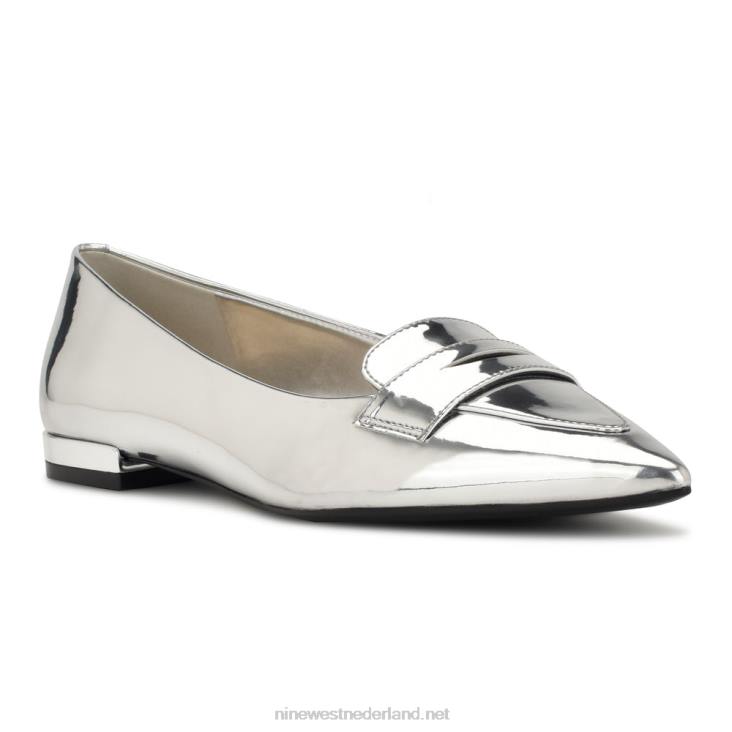 lallin loafers met spitse neus Nine West 62LB2294 zilver spiegel metallic