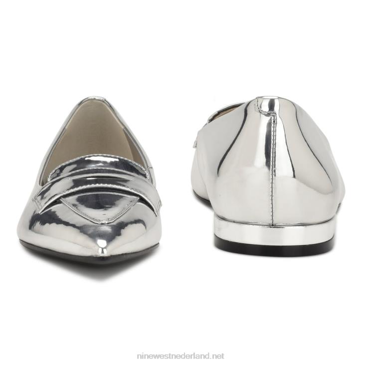 lallin loafers met spitse neus Nine West 62LB2294 zilver spiegel metallic