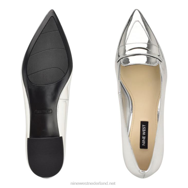lallin loafers met spitse neus Nine West 62LB2294 zilver spiegel metallic