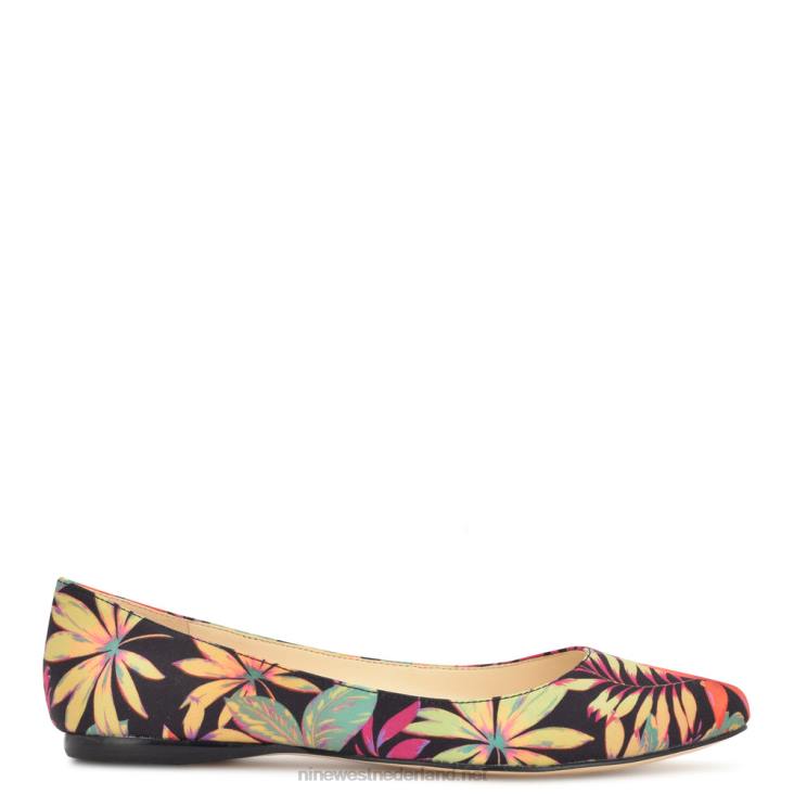 speakup amandelteen flats Nine West 62LB2096 zwarte multi tropische bloemen