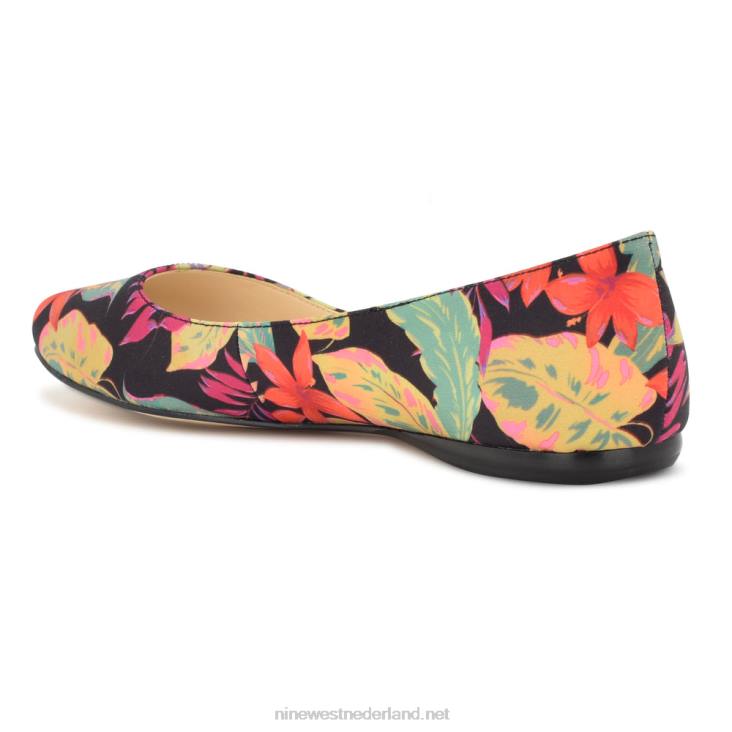 speakup amandelteen flats Nine West 62LB2096 zwarte multi tropische bloemen