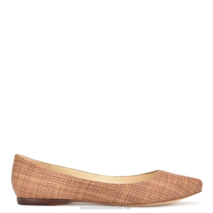 speakup amandelteen flats Nine West 62LB862 bruine raffia
