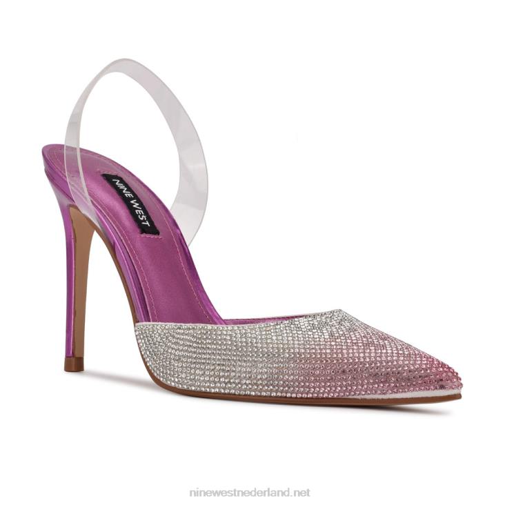 fabry slingback pumps met spitse neus Nine West 62LB1910 roze multi