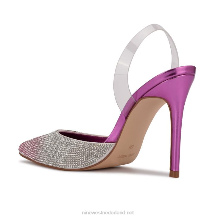 fabry slingback pumps met spitse neus Nine West 62LB1910 roze multi