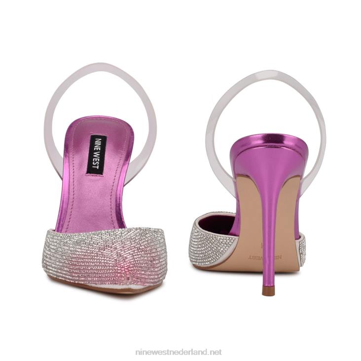 fabry slingback pumps met spitse neus Nine West 62LB1910 roze multi