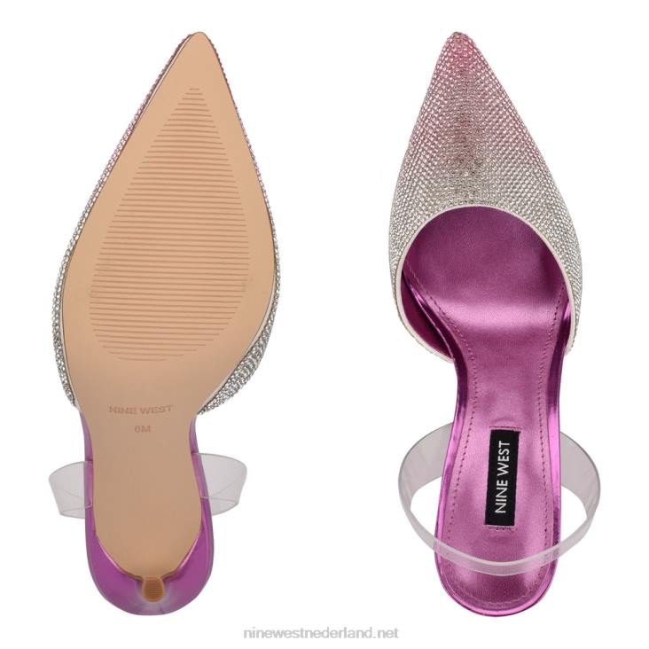 fabry slingback pumps met spitse neus Nine West 62LB1910 roze multi