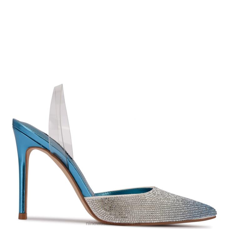 fabry slingback pumps met spitse neus Nine West 62LB964 blauwe multi