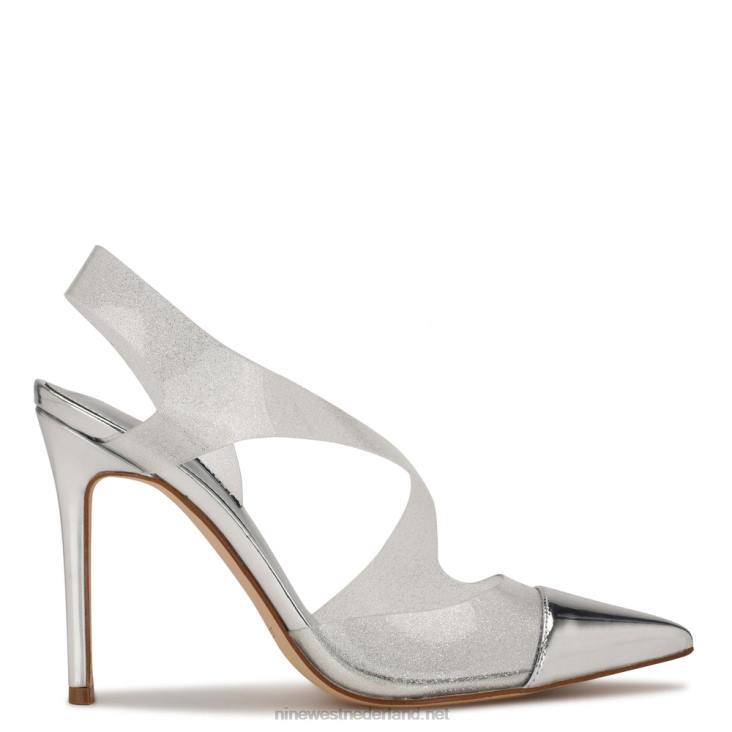 onberispelijke puntige slingback pumps Nine West 62LB1409 zilver/helder