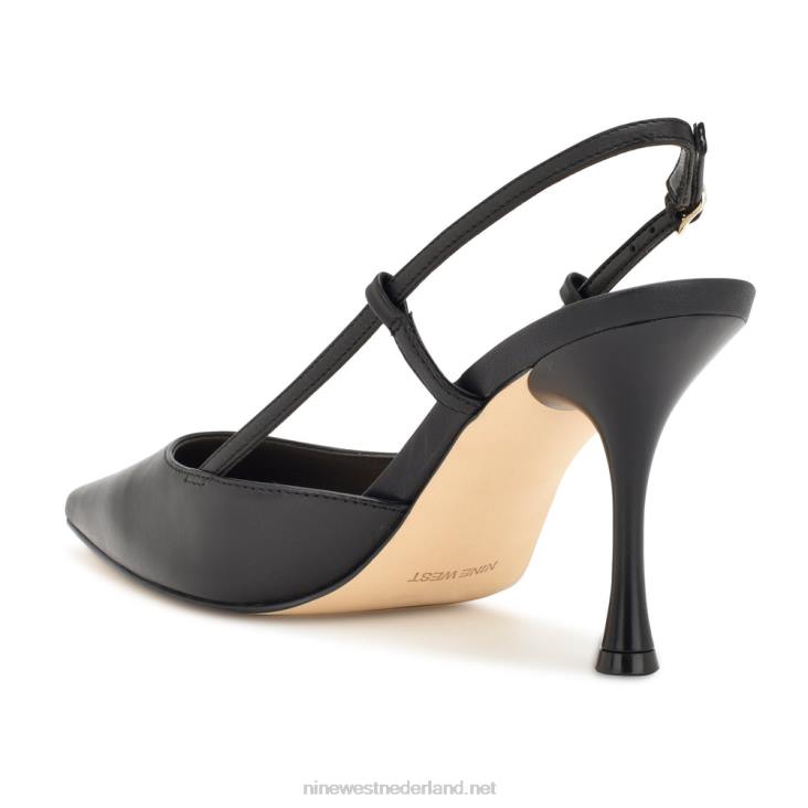 slingback-pompen voor penissen Nine West 62LB1395 zwart leer