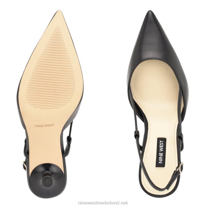 slingback-pompen voor penissen Nine West 62LB1395 zwart leer