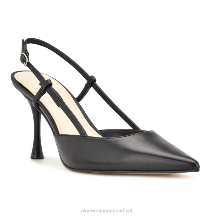 slingback-pompen voor penissen Nine West 62LB2105 zwart leer