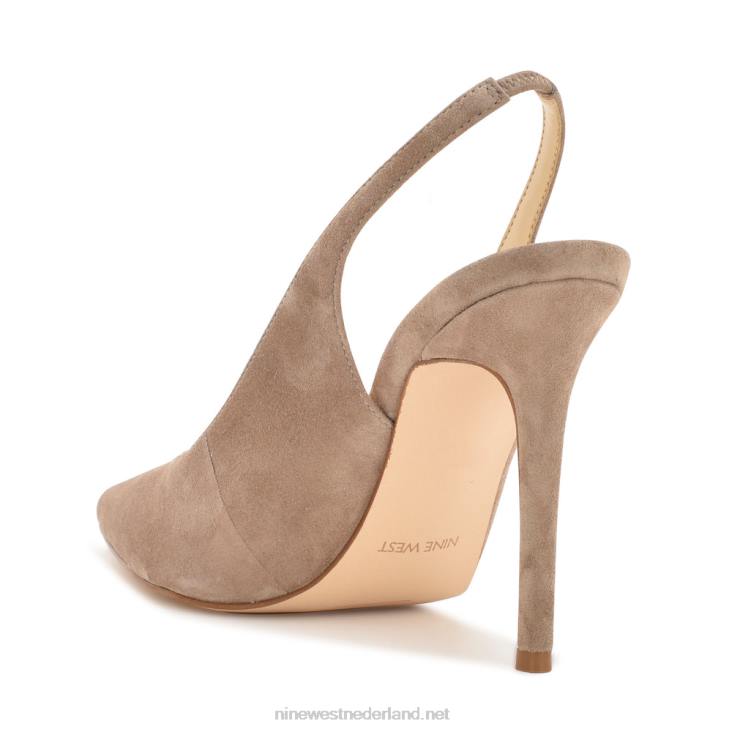 slingback pumps met puntige neus en veren Nine West 62LB1098 taupe suède