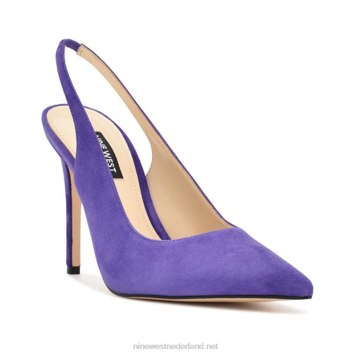 slingback pumps met puntige neus en veren Nine West 62LB1099 paars suède