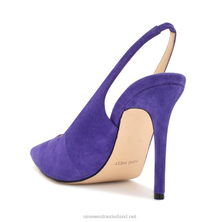 slingback pumps met puntige neus en veren Nine West 62LB1099 paars suède