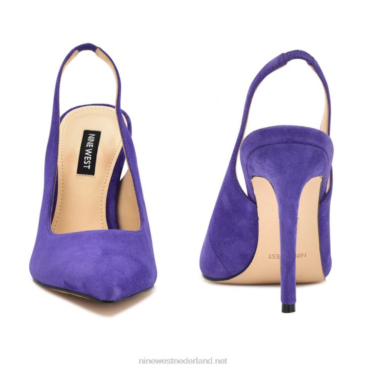 slingback pumps met puntige neus en veren Nine West 62LB1099 paars suède