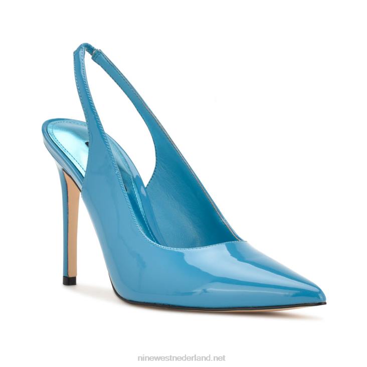 slingback pumps met puntige neus en veren Nine West 62LB1569 blauw patent