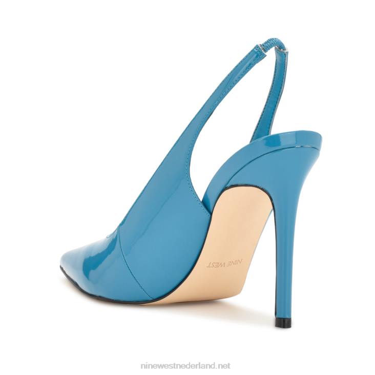 slingback pumps met puntige neus en veren Nine West 62LB1569 blauw patent