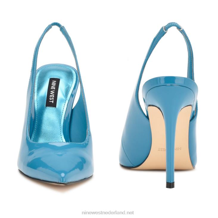 slingback pumps met puntige neus en veren Nine West 62LB1569 blauw patent