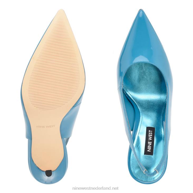slingback pumps met puntige neus en veren Nine West 62LB1569 blauw patent