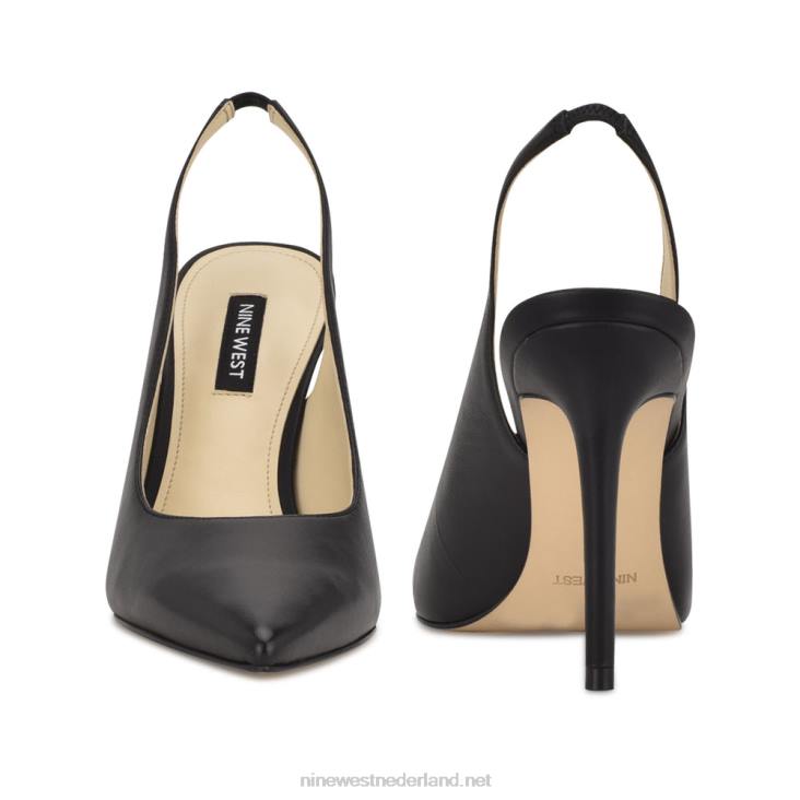 slingback pumps met puntige neus en veren Nine West 62LB1573 zwart leer