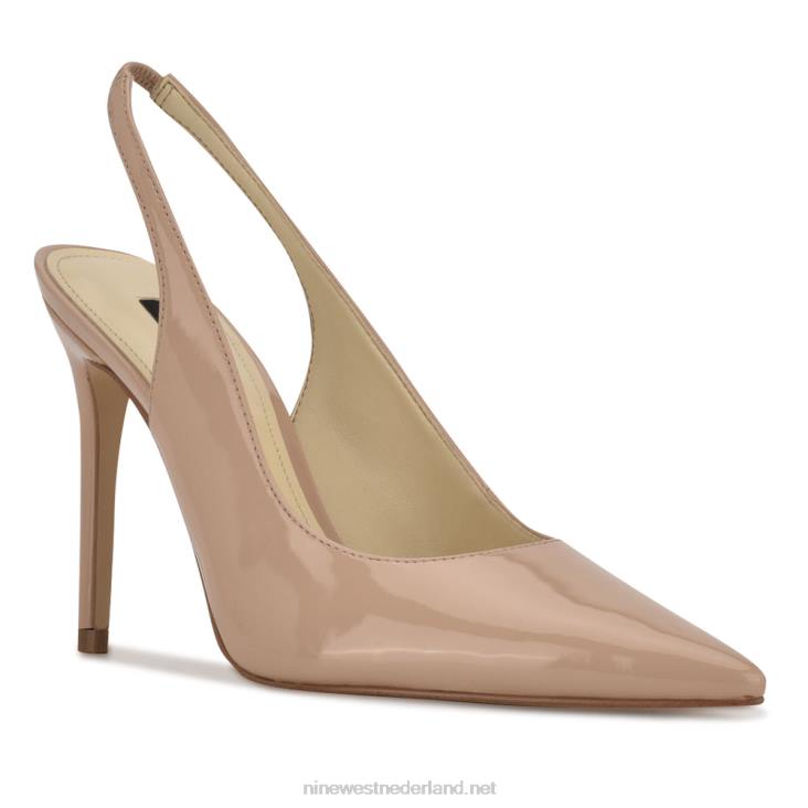 slingback pumps met puntige neus en veren Nine West 62LB1612 natuurlijk octrooi