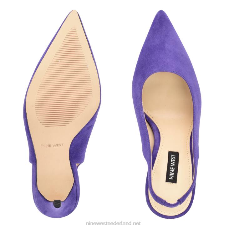 slingback pumps met puntige neus en veren Nine West 62LB1701 paars suède