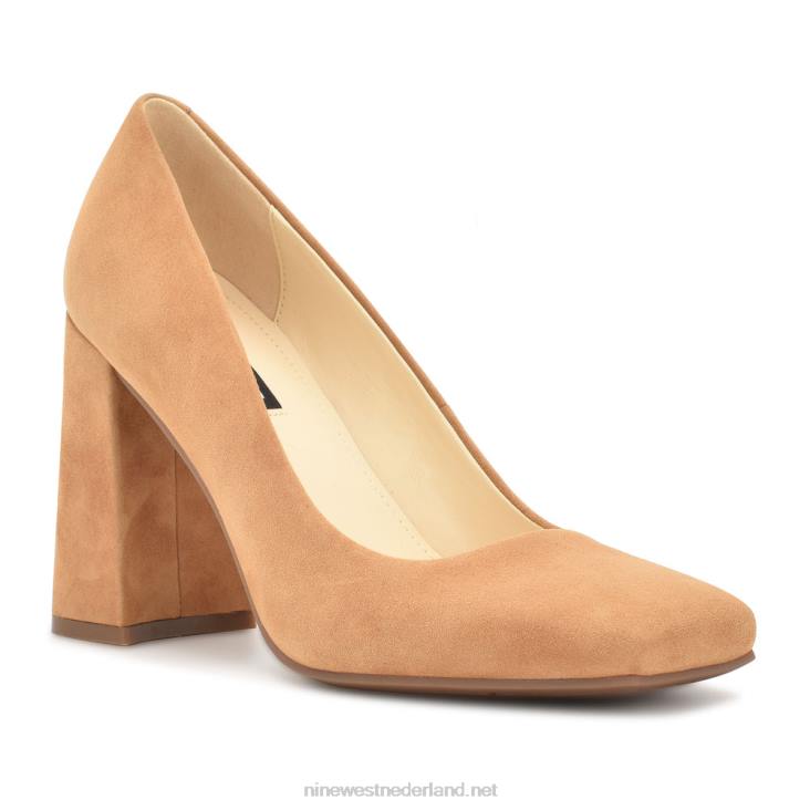 Yolend pumps met blokhak Nine West 62LB1199 donker natuurlijk suède