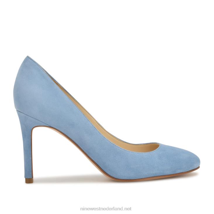 dylan pumps met ronde neus Nine West 62LB1187 babyblauw suède